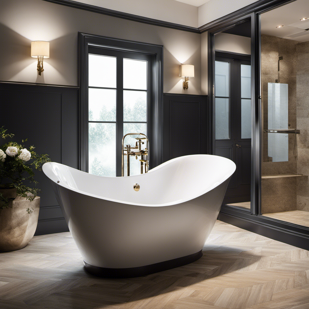 An image showcasing a freshly painted bathtub, gleaming with a smooth and durable finish