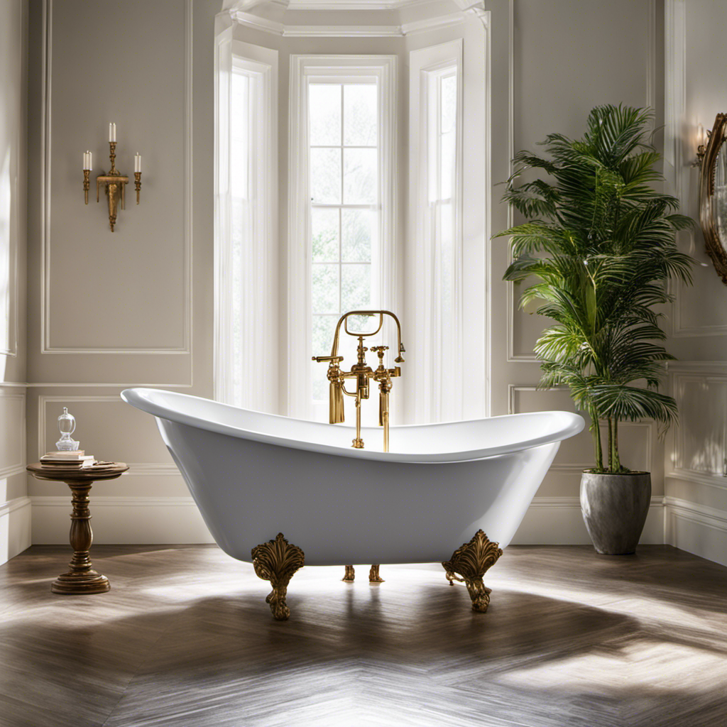 An image showcasing the final step of bathtub painting: a bathtub with freshly applied paint, meticulously cured and dried to a flawless, glossy finish