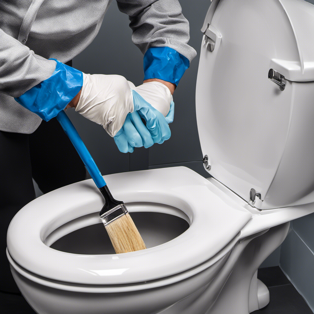 An image showcasing a step-by-step guide on painting around a toilet
