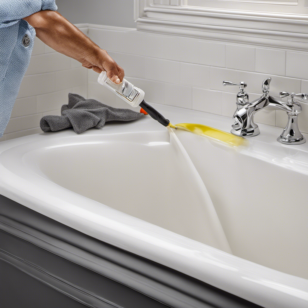 An image capturing the step-by-step process of applying caulk around a bathtub