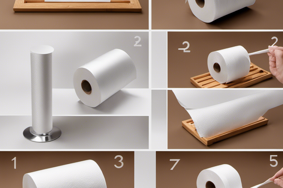 An image showcasing a step-by-step guide on how to properly put toilet paper on the holder