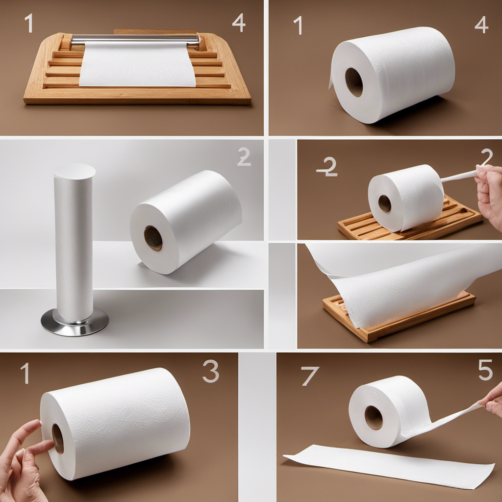 An image showcasing a step-by-step guide on how to properly put toilet paper on the holder