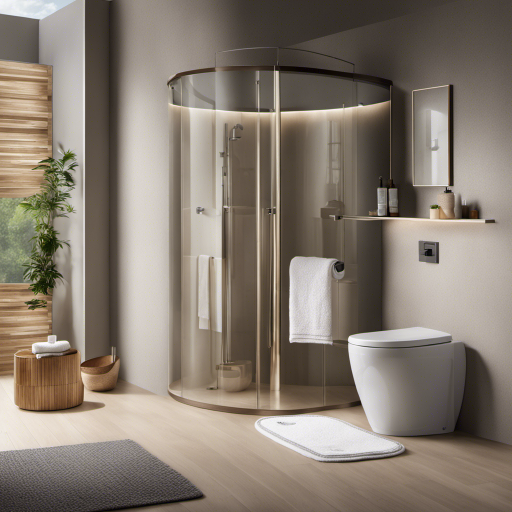 An image showcasing a serene bathroom setting with a comfortable, ergonomic toilet seat, a soothing warm towel, and a gentle hand placing a hot water bottle on the abdomen to relieve constipation
