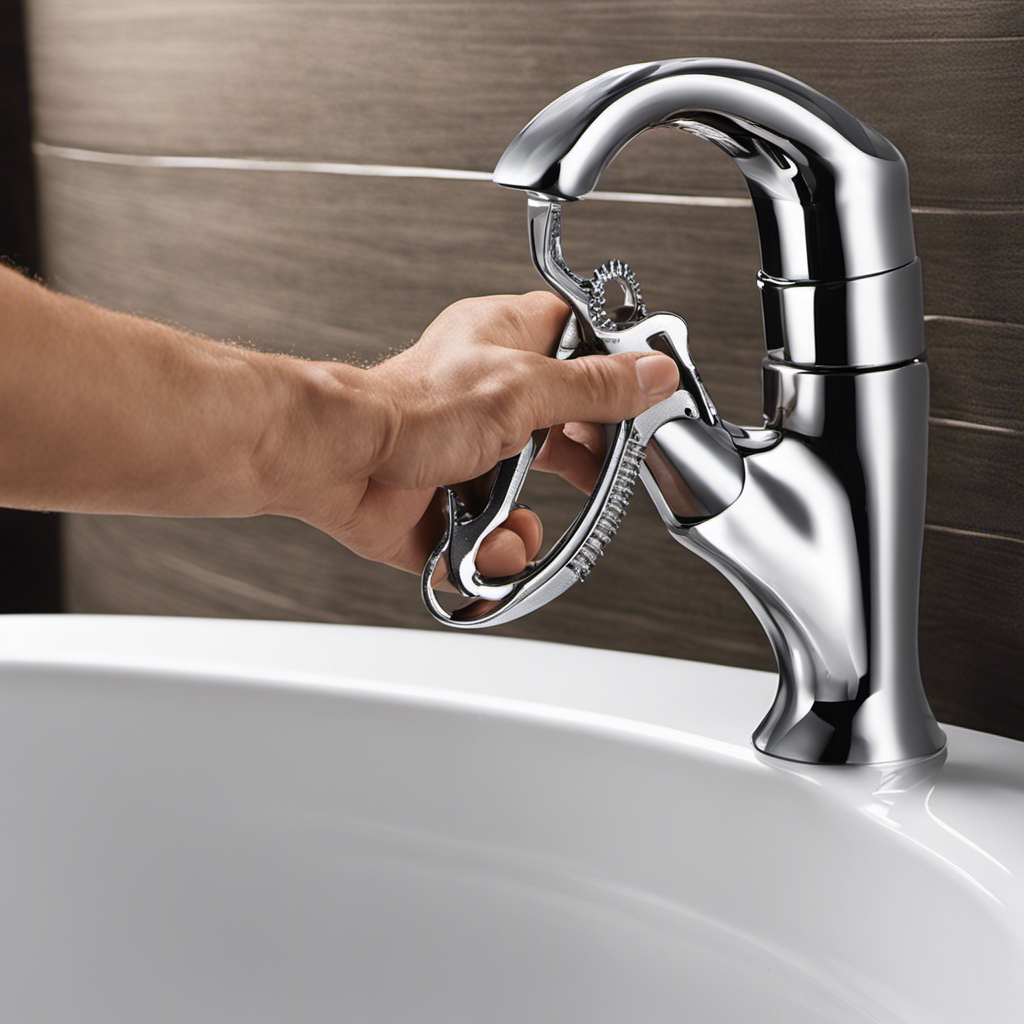 An image of a hand gripping a pair of pliers, firmly grasping the broken bathtub drain stopper