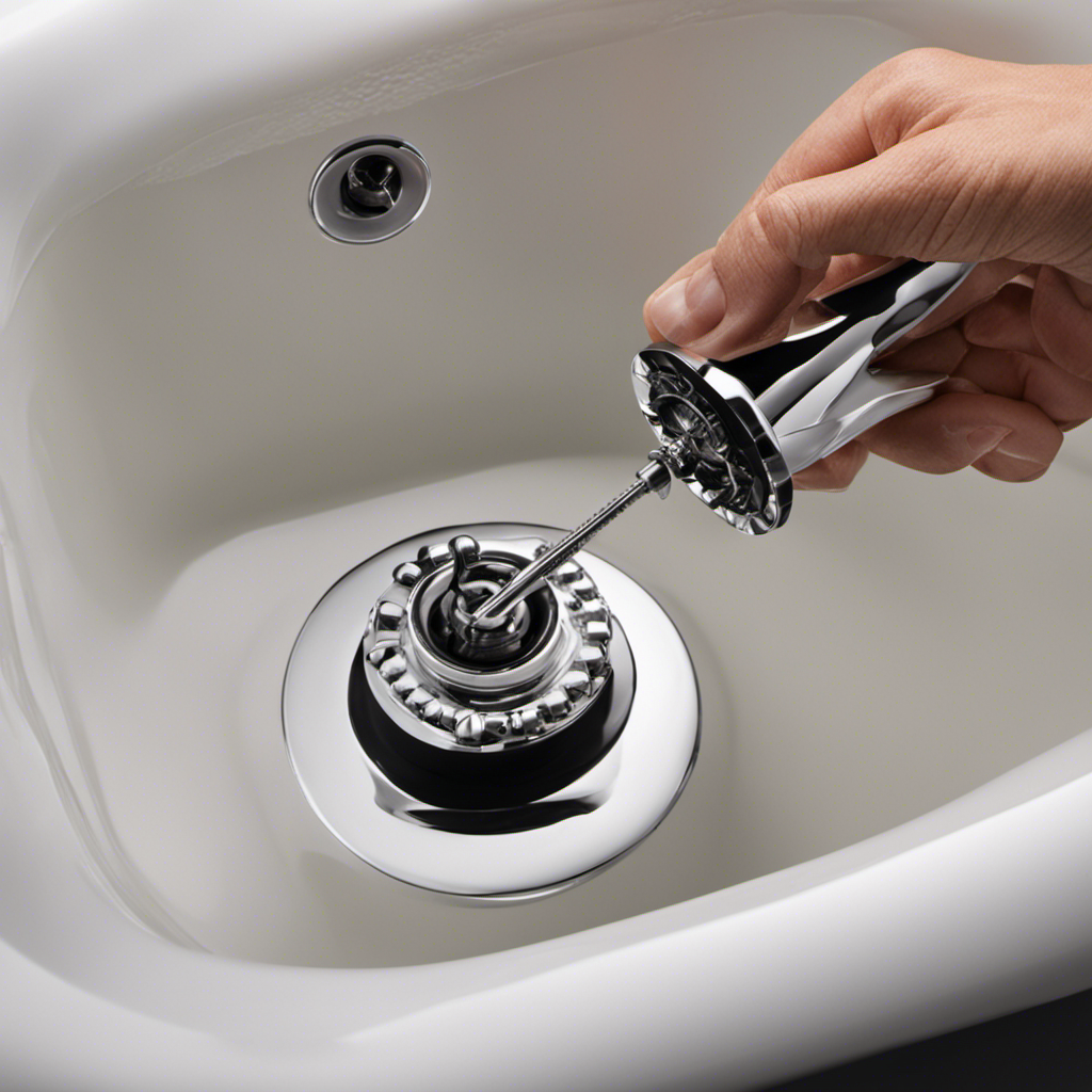 An image showcasing the step-by-step process of removing a toe-touch bathtub drain stopper