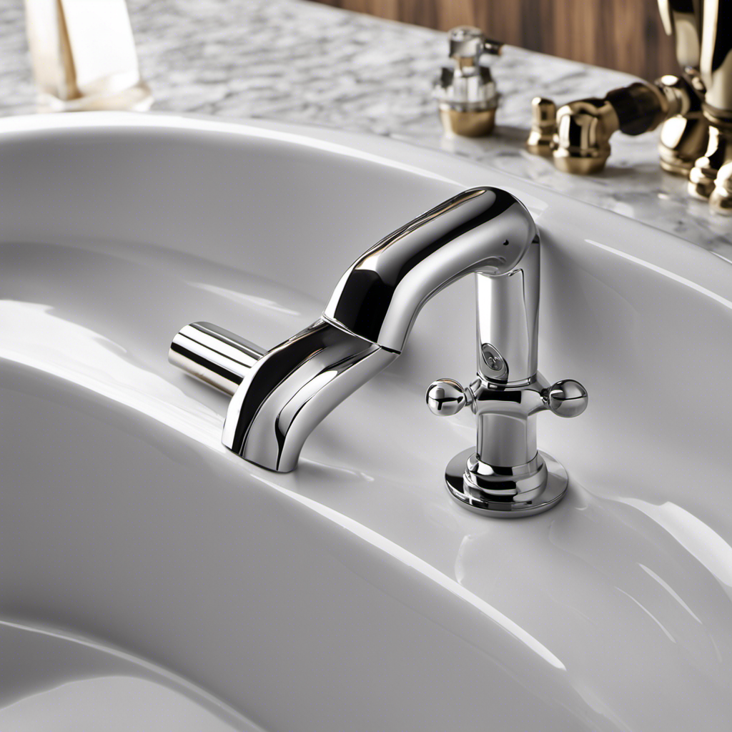 An image displaying a close-up view of a bathtub faucet handle being removed effortlessly without any visible screws