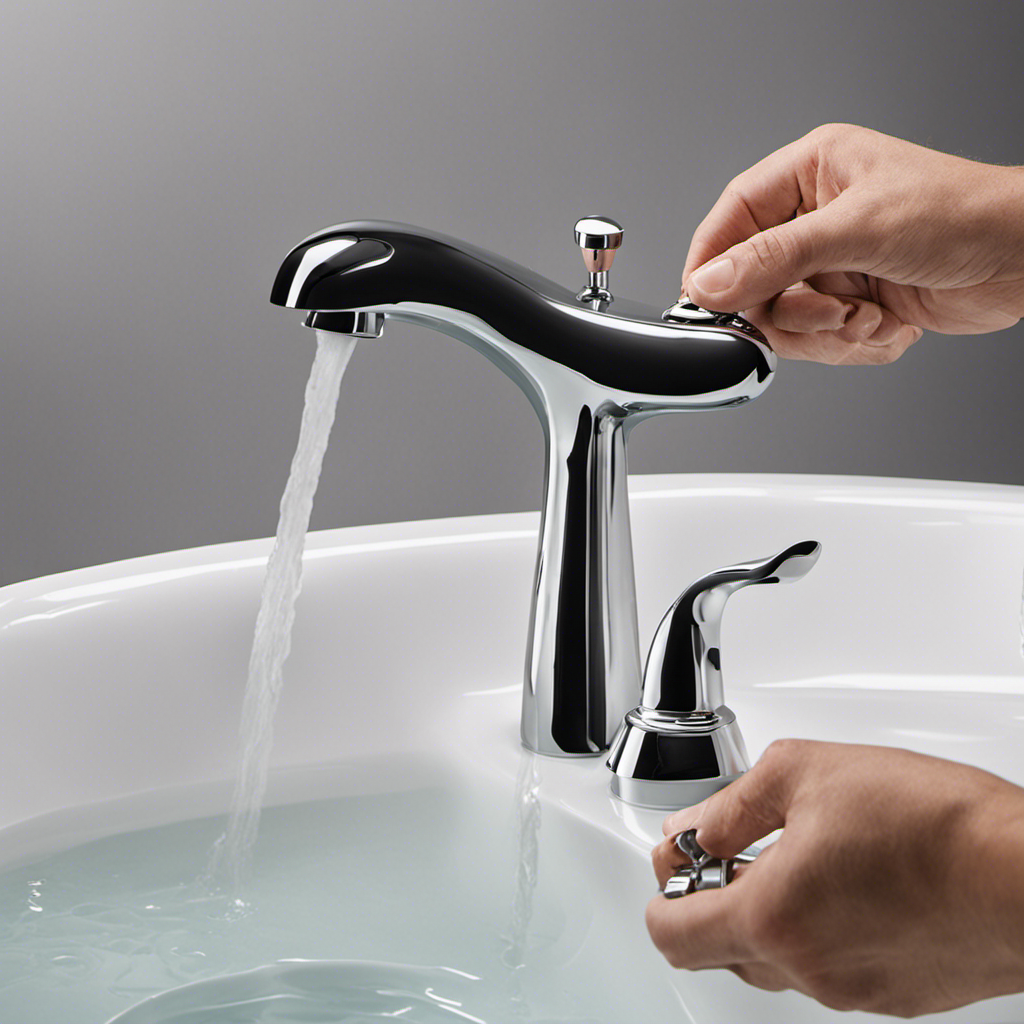 An image capturing the step-by-step process of detaching the bathtub faucet body
