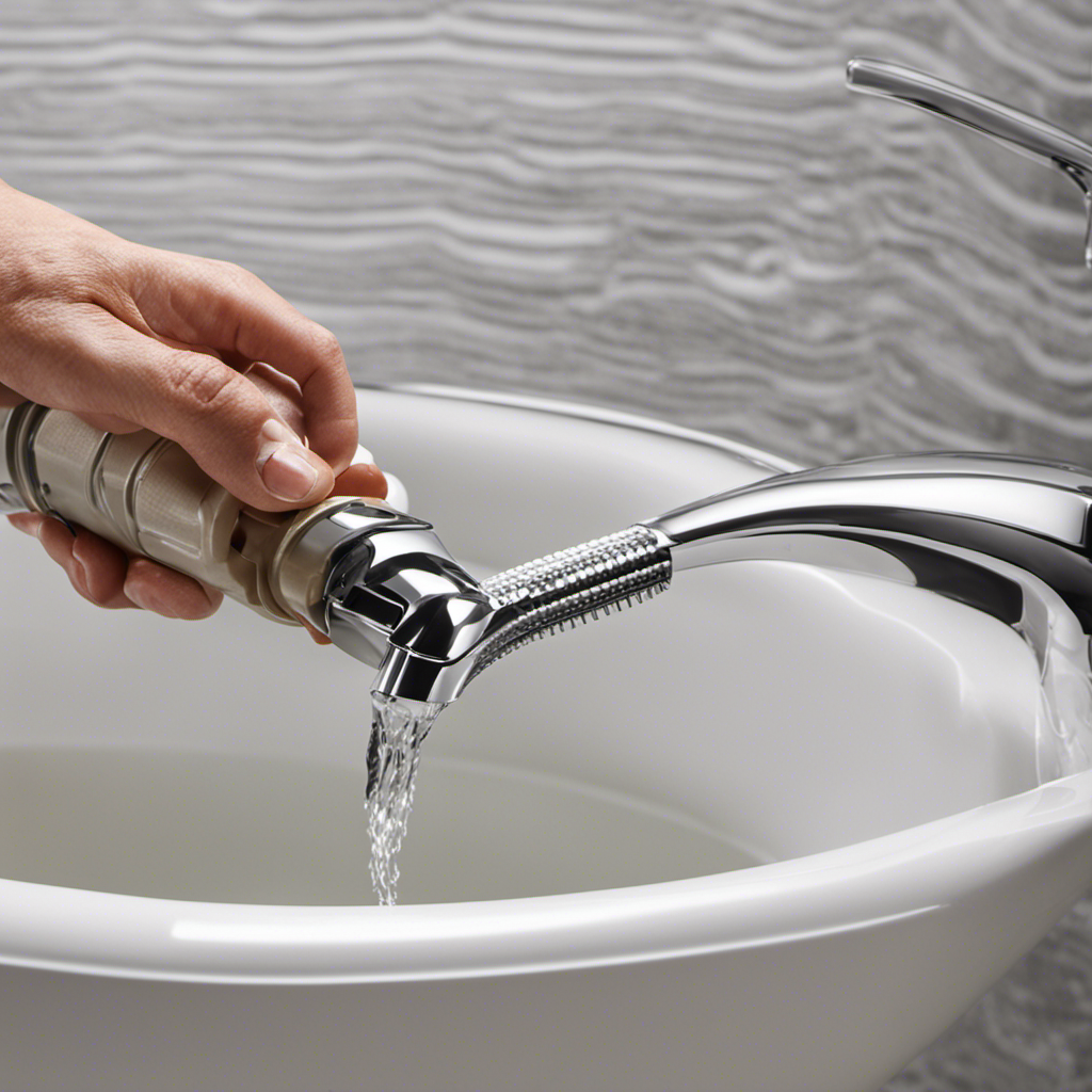 An image showcasing a close-up view of a bathtub spout removal process