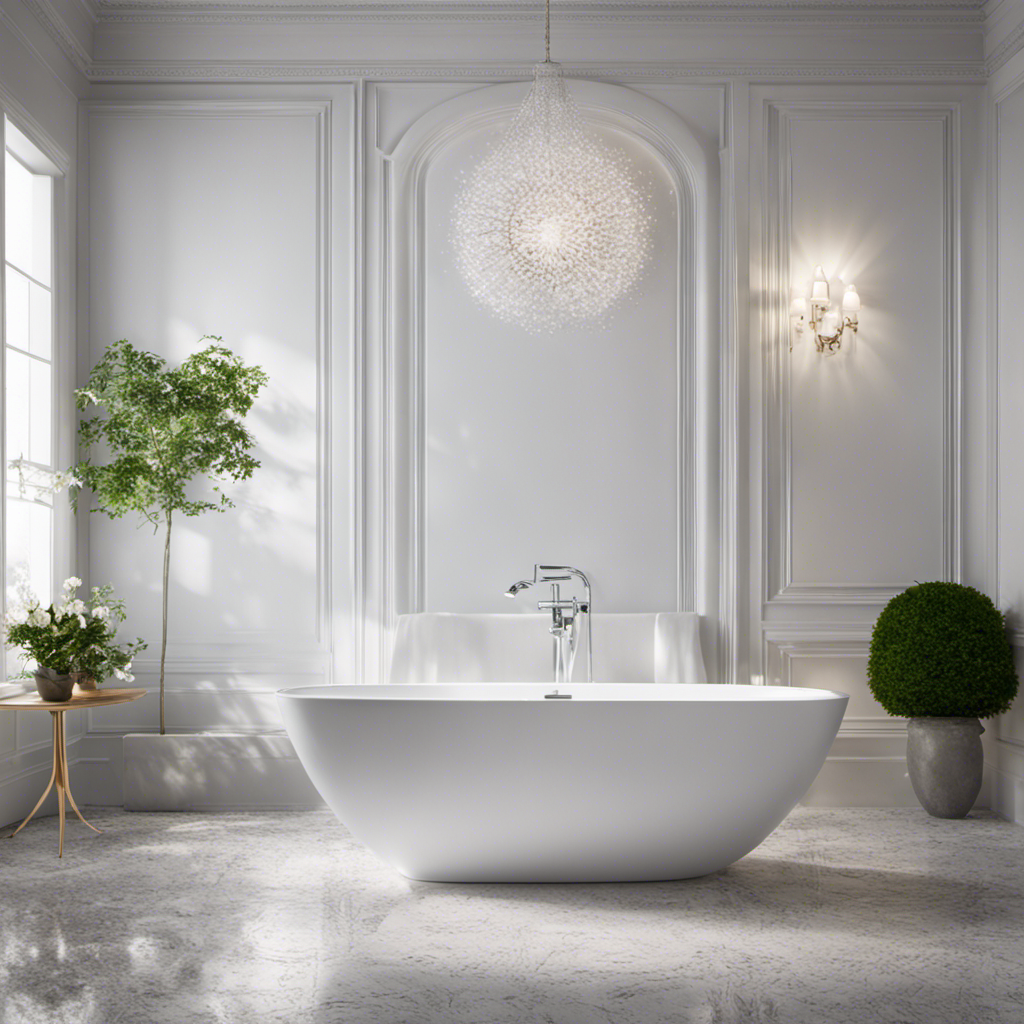 An image depicting a sparkling white bathtub being effortlessly rejuvenated by a commercial stain remover
