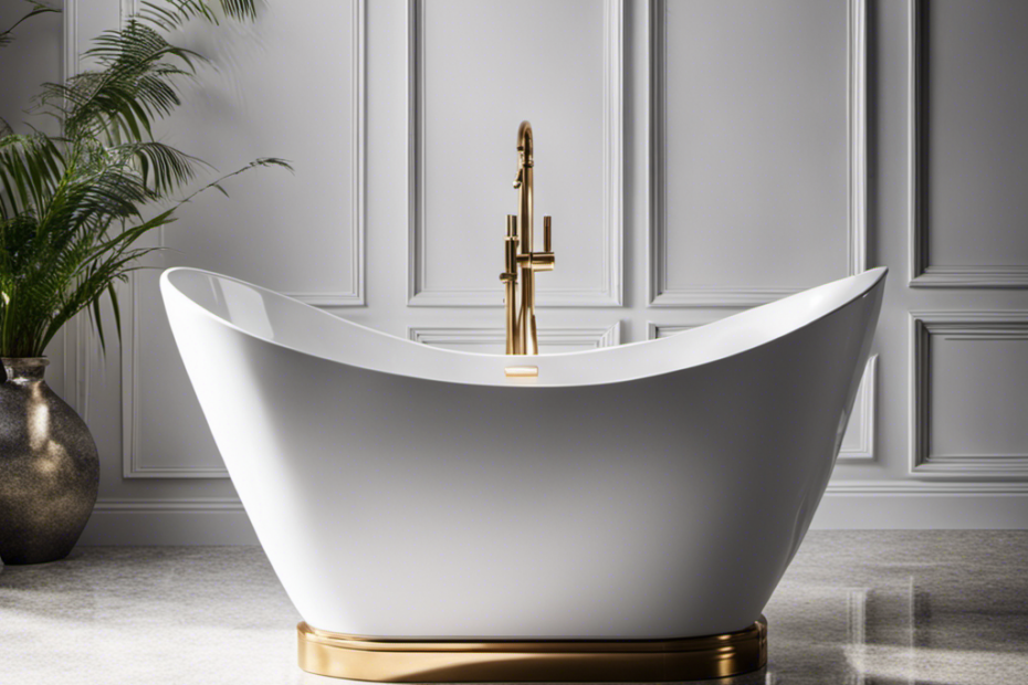 An image that shows a close-up view of a pristine white bathtub, free from hard water stains