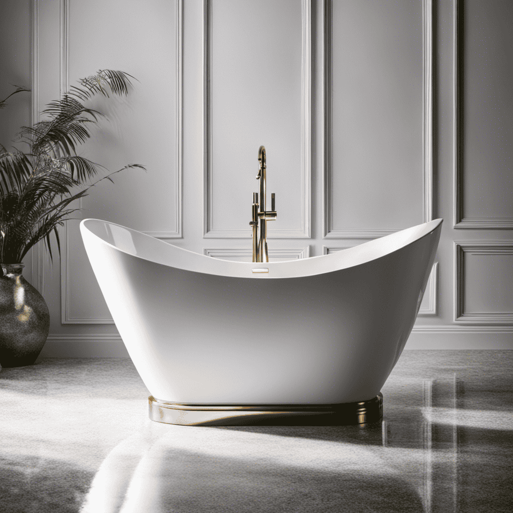An image that shows a close-up view of a pristine white bathtub, free from hard water stains