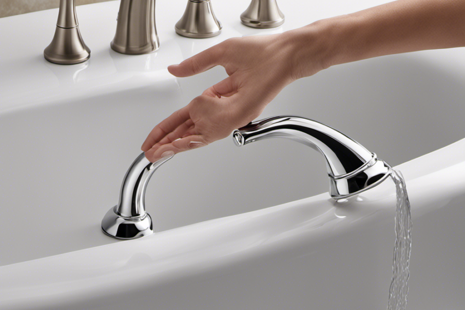 An image showcasing hands grasping the Moen pop-up bathtub drain stopper, gently pulling it upwards