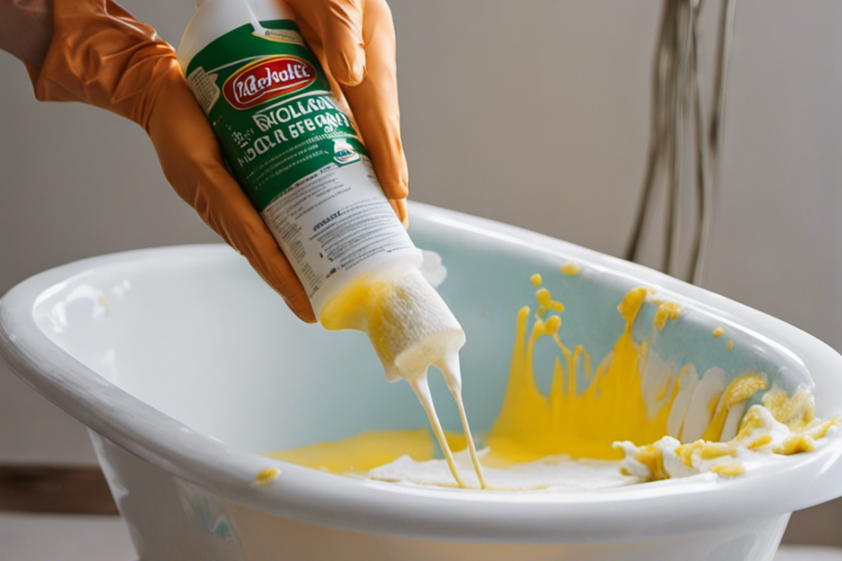 An image showcasing the process of removing paint from a porcelain bathtub