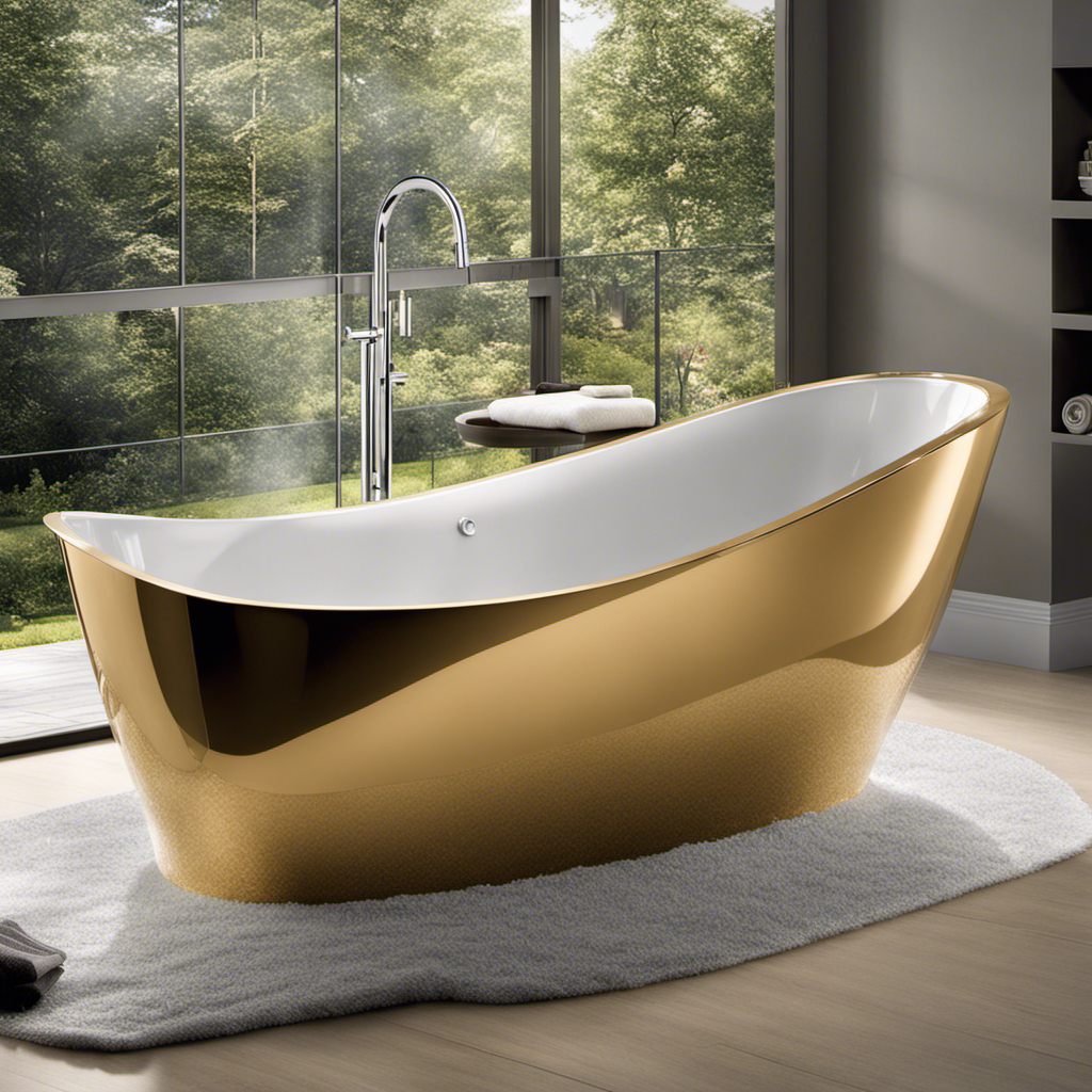 An image showcasing a sparkling clean bathtub surrounded by a protective layer, like a non-slip mat or a towel, with a visibly absent stain