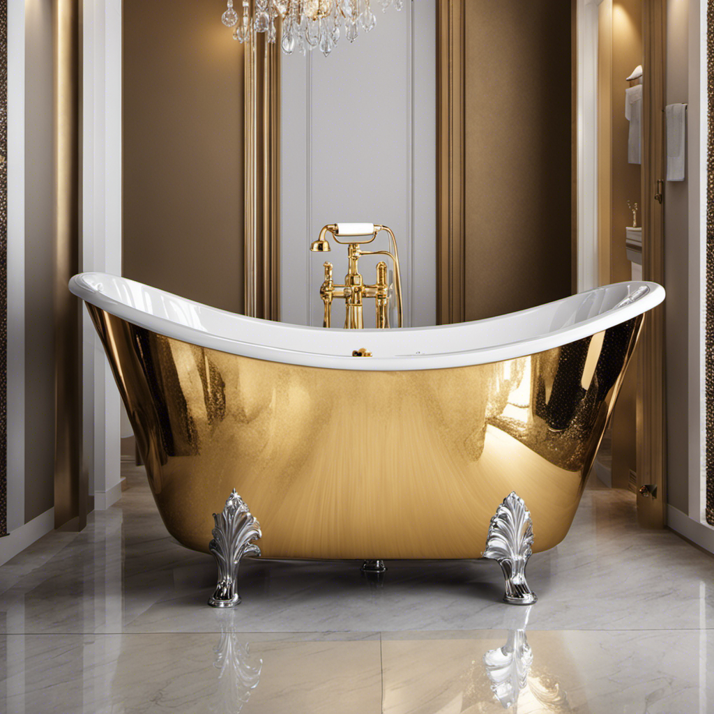 An image that showcases a gleaming bathtub, free from any stains, as sparkling water cascades down its pristine surface