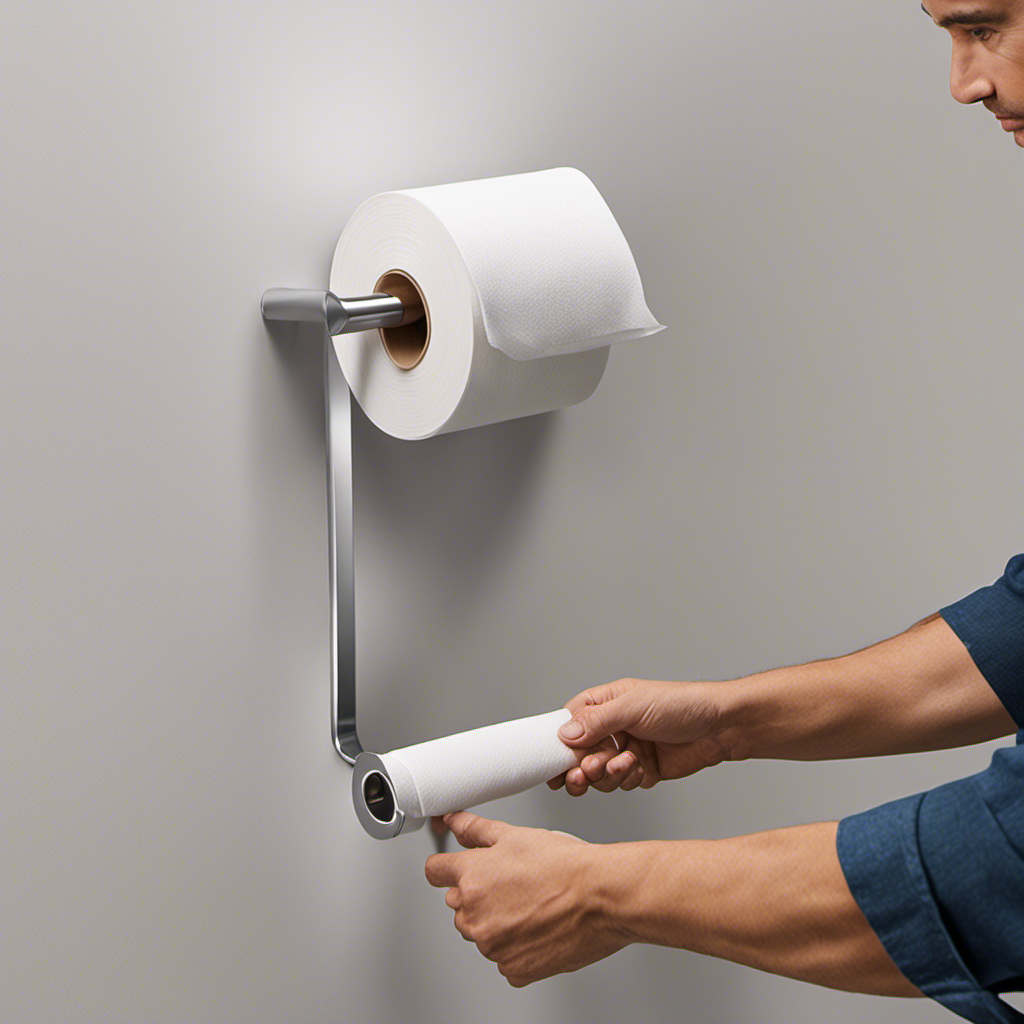 An image depicting the step-by-step process of removing a double toilet paper holder