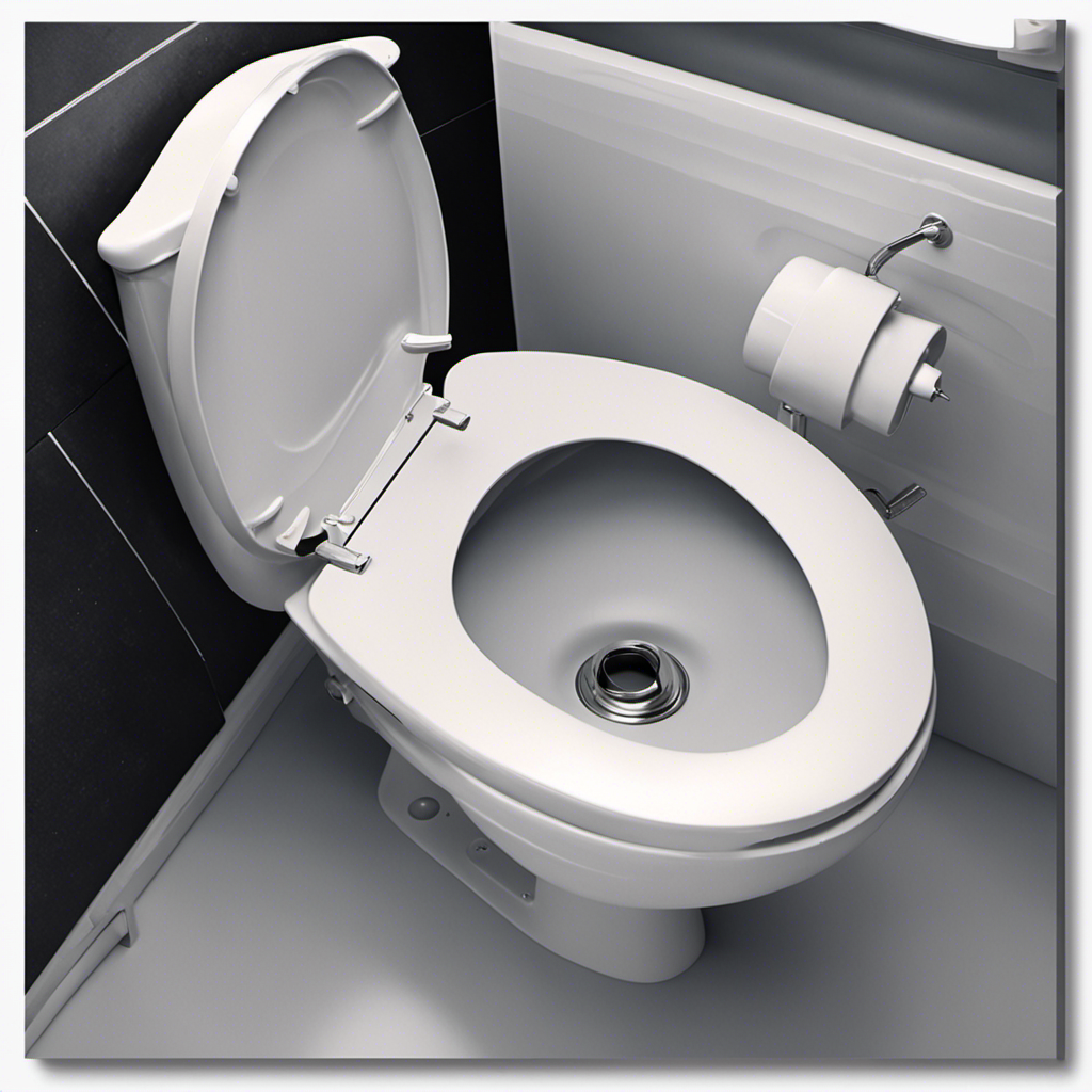 An image showcasing a close-up of a toilet seat with hidden fixings being removed