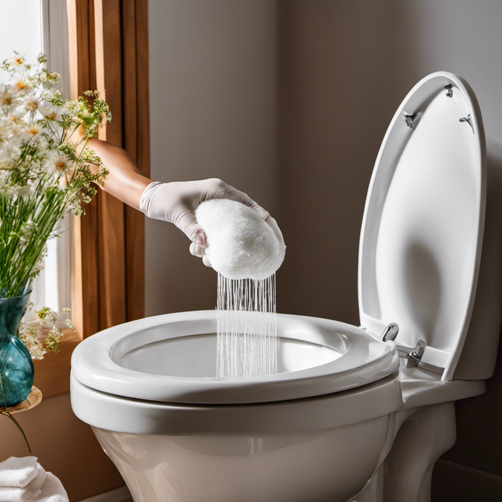 An image showcasing a sparkling white toilet bowl after using natural cleaning solutions