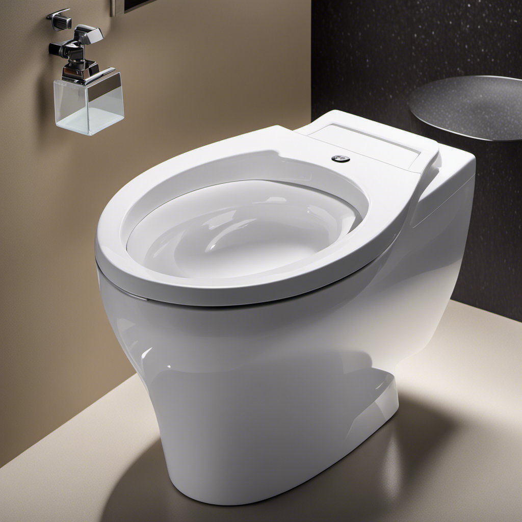 An image showcasing a sparkling white toilet bowl, devoid of any urine stains