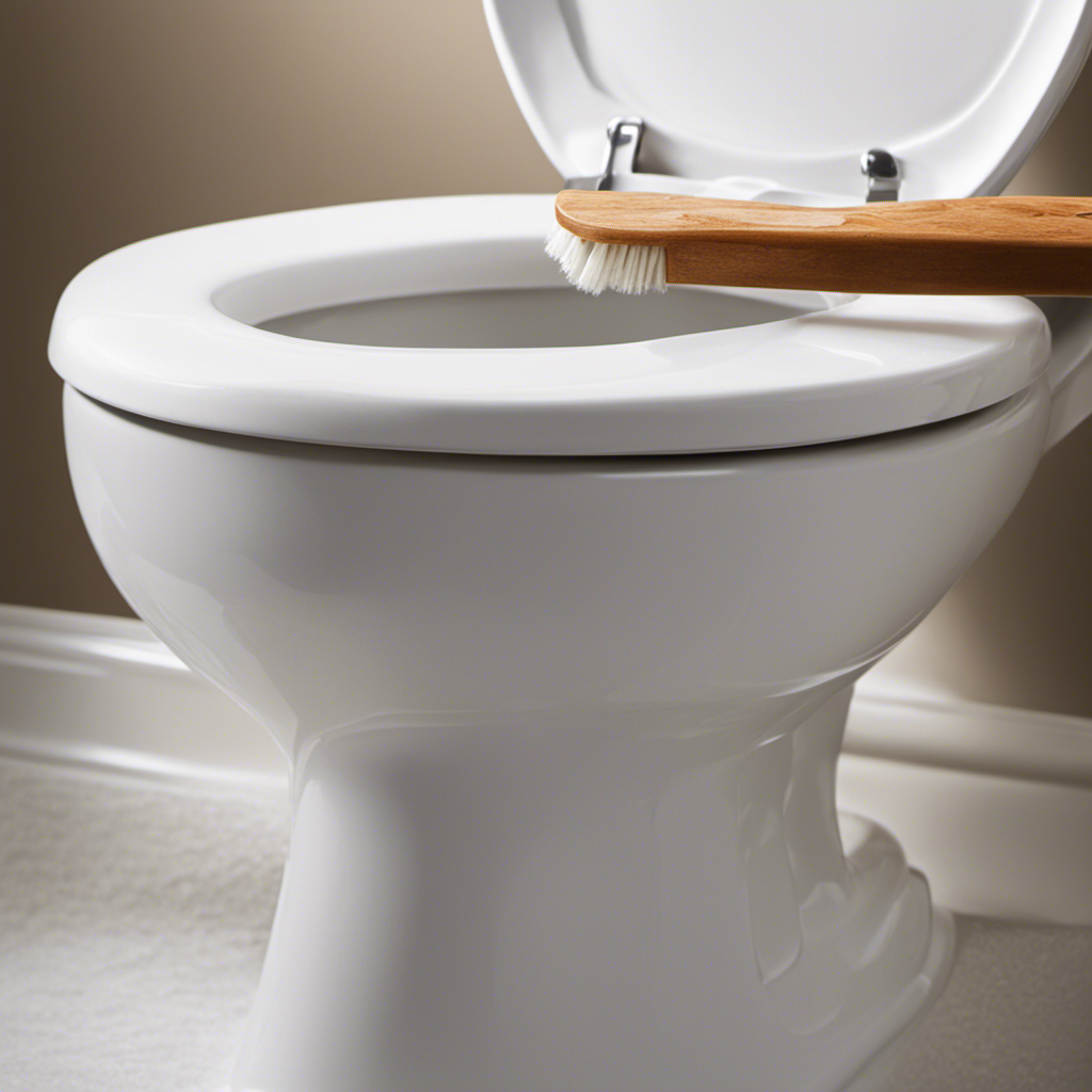 An image showcasing a step-by-step guide on removing urine stains from a toilet seat