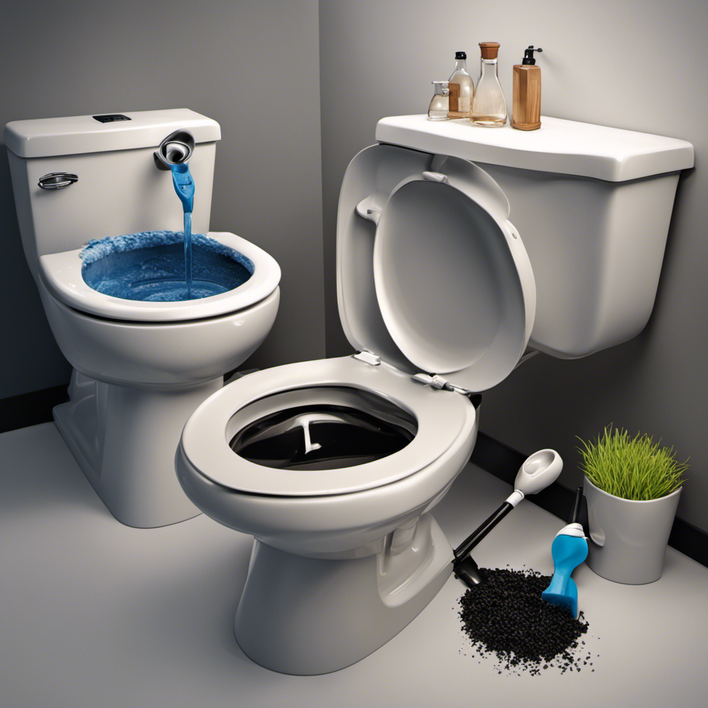 An image depicting the step-by-step process of removing water from a toilet