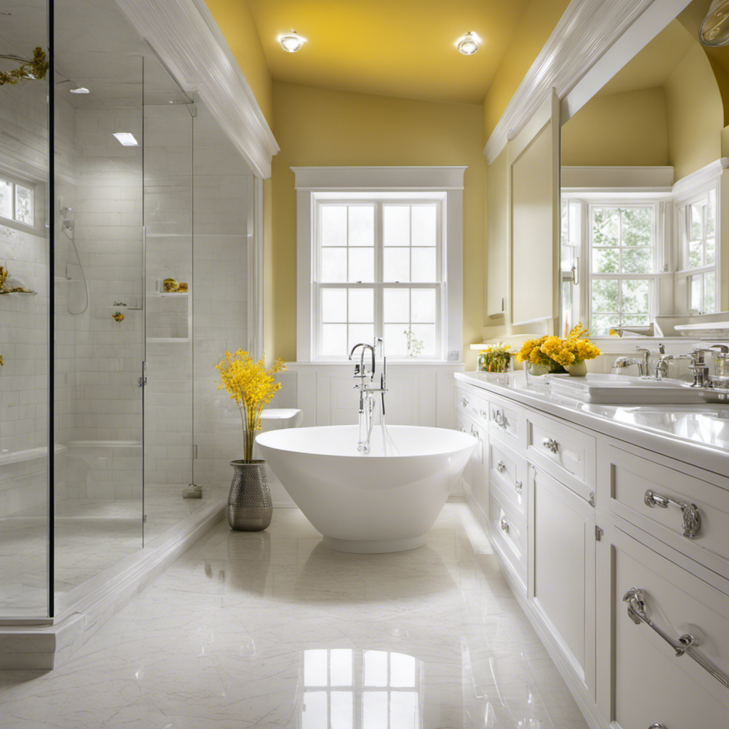 Create an image showcasing a sparkling white bathtub, free from any yellow stains