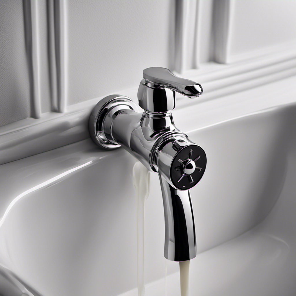 An image showcasing a close-up of a dripping bathtub faucet with a worn-out rubber washer