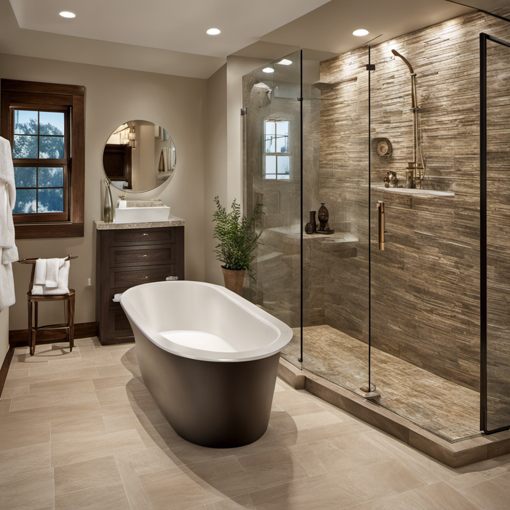 An image showcasing a step-by-step transformation from a bathtub to a sleek, modern shower
