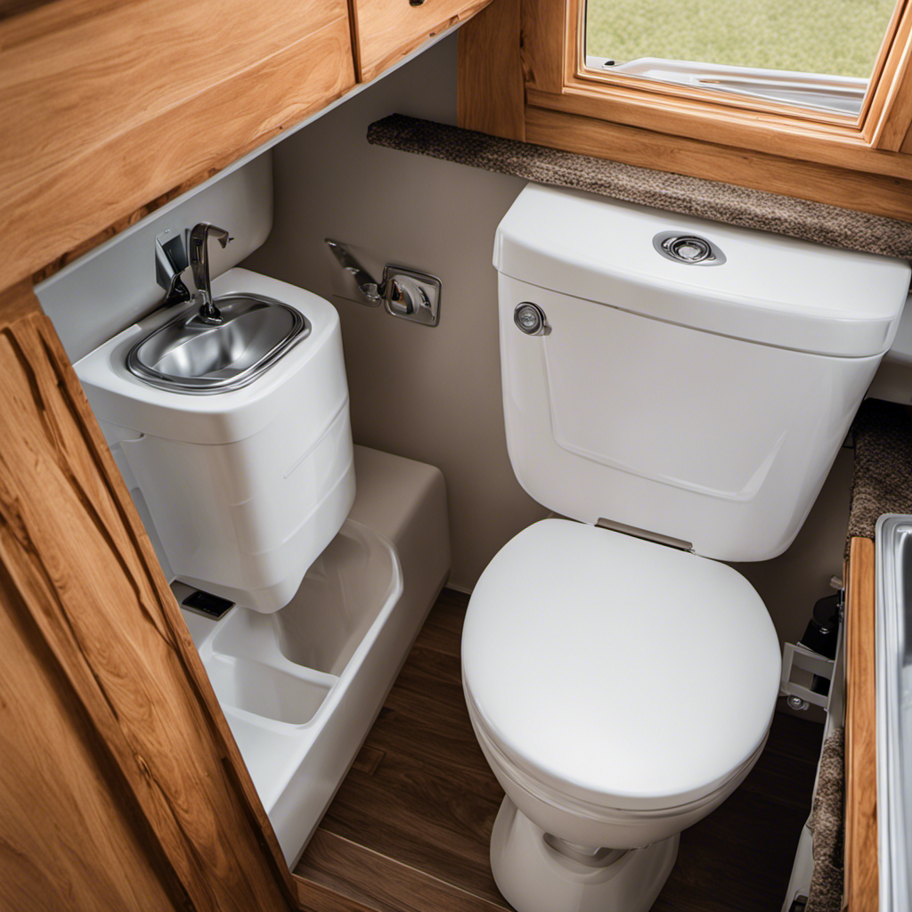 An image showcasing a step-by-step guide on replacing an RV toilet