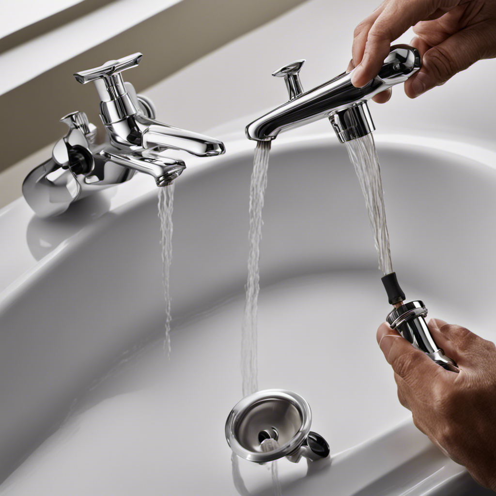 An image depicting a close-up view of a disassembled bathtub faucet