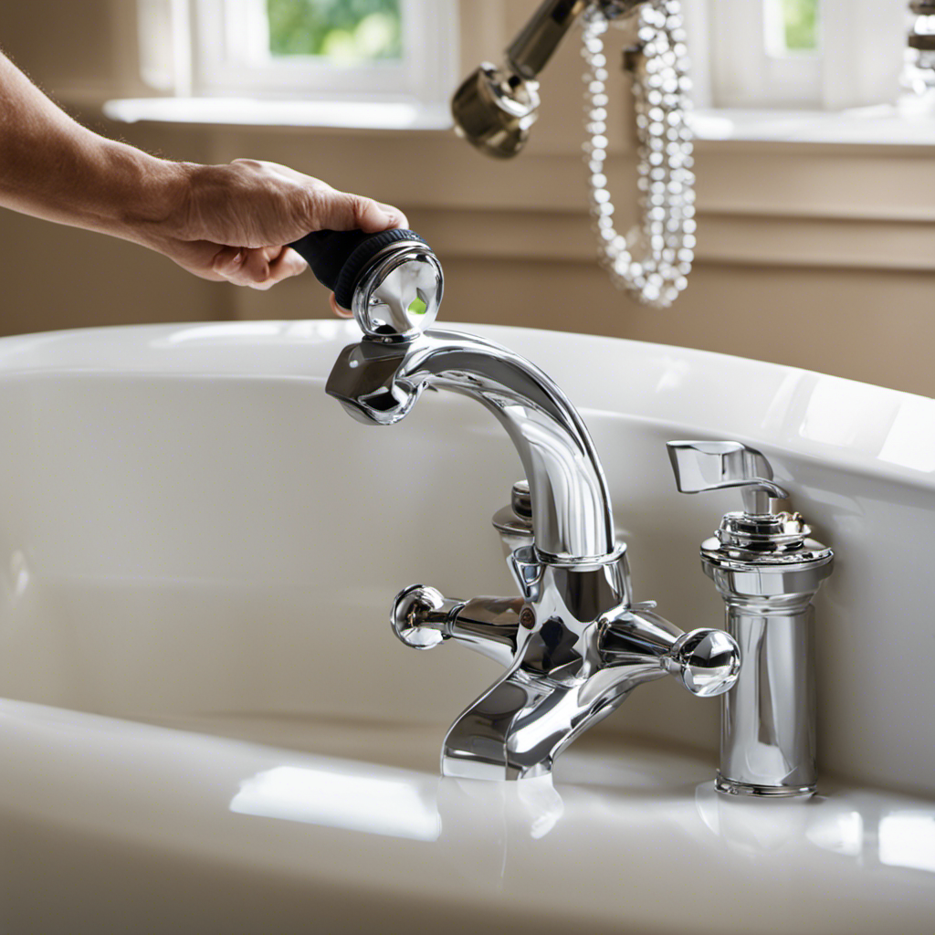 An image showcasing a step-by-step guide on replacing a bathtub spigot