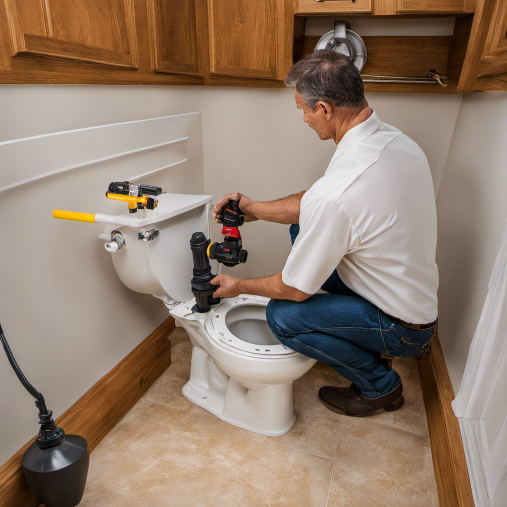An image demonstrating a step-by-step guide on replacing a shut off valve for a toilet