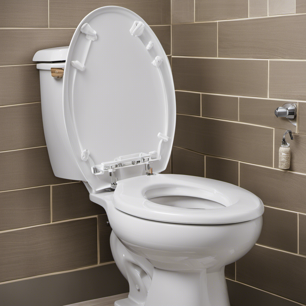 An image showcasing a step-by-step guide on replacing an American Standard toilet seat with hidden bolts