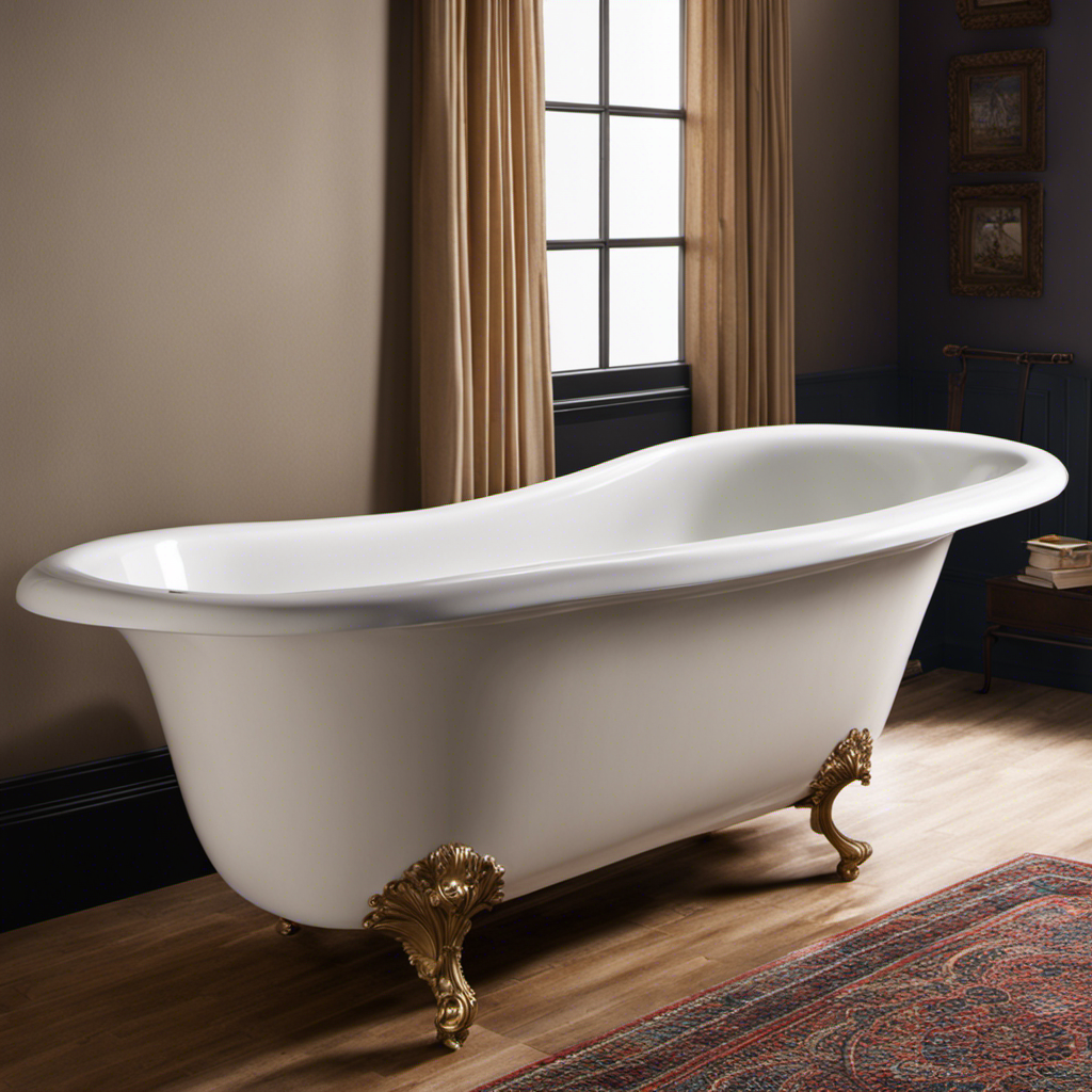 An image showcasing the step-by-step process of restoring an old bathtub: a worn-out tub being scrubbed, sanded, patched, refinished, and polished to perfection, revealing its original shine and beauty