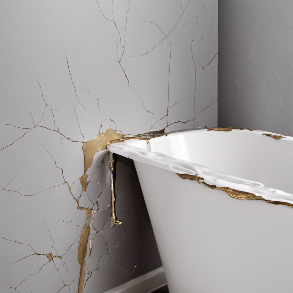 An image showcasing a close-up of a cracked bathtub edge