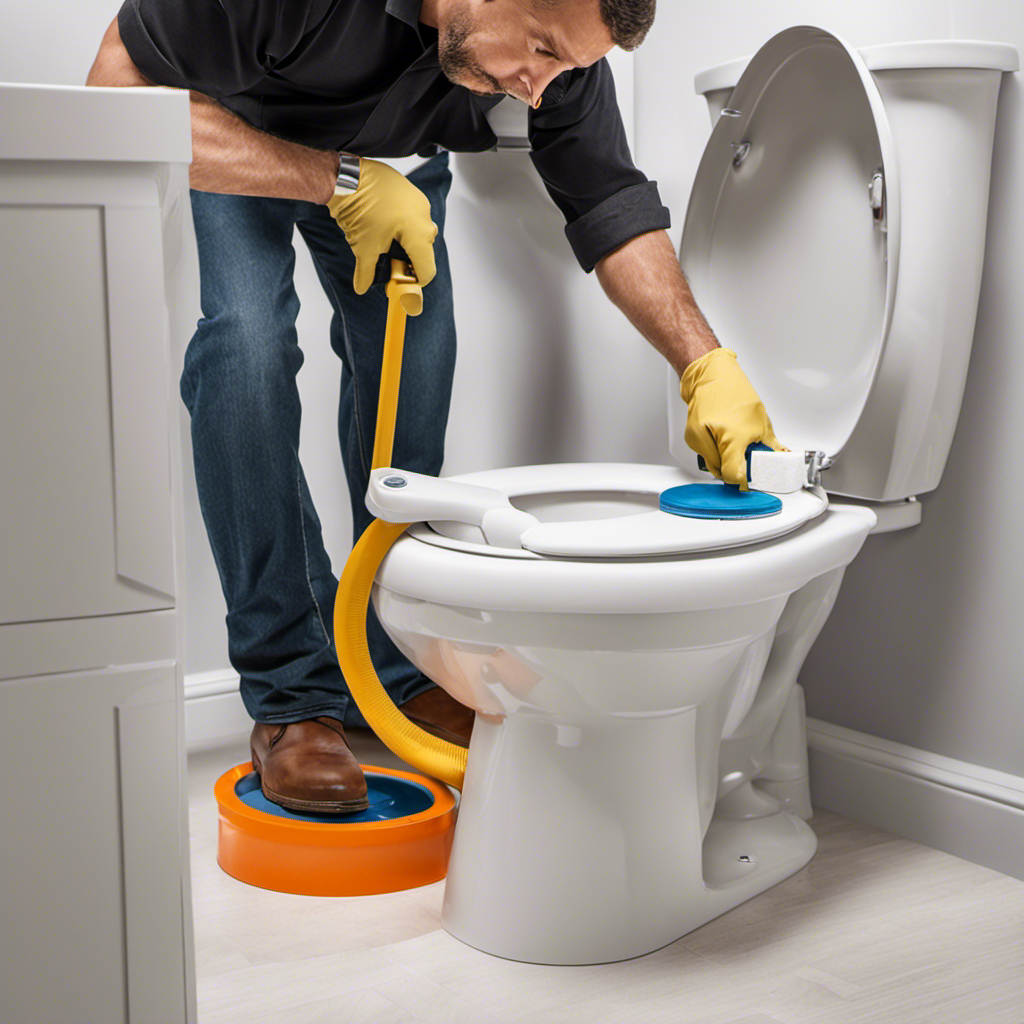 An image showcasing a step-by-step guide to sealing a toilet to the floor