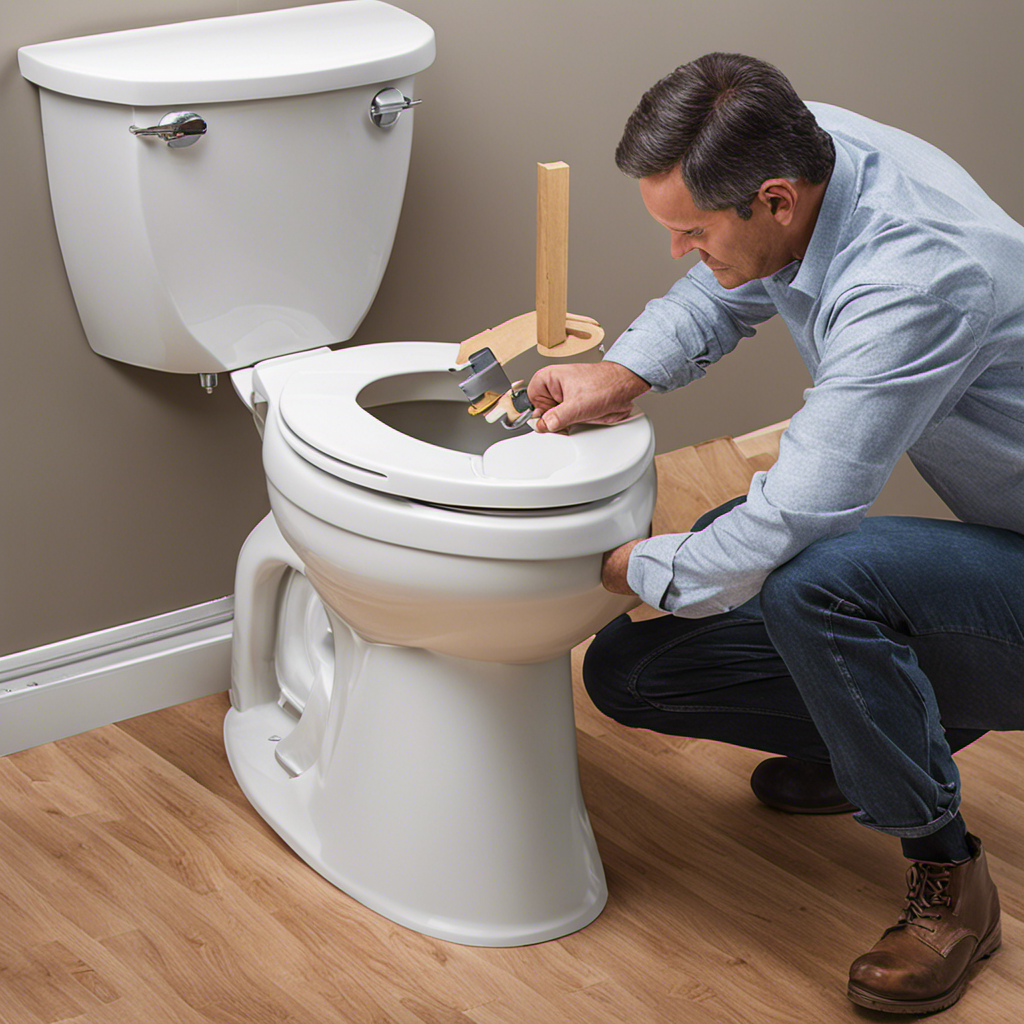 An image showcasing a step-by-step visual guide on how to shim a toilet