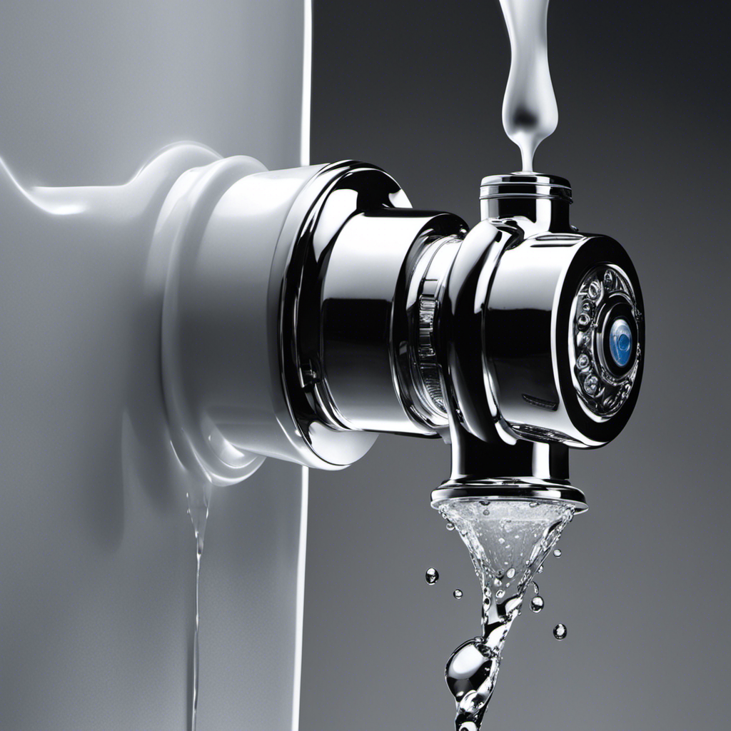 An image capturing a person's hand slowly turning a shut-off valve clockwise, with water droplets splashing out, as they reopen the water supply to the toilet