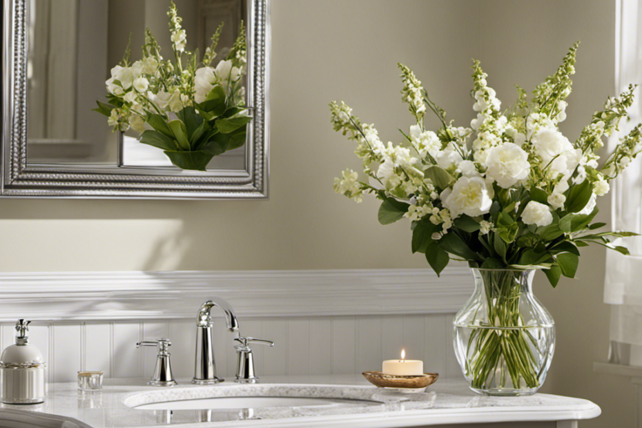 An image depicting a sparkling, clean bathroom with a fresh scent