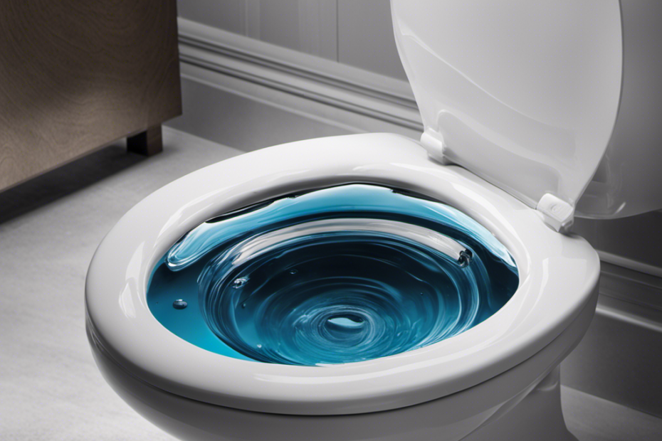 An image showing a close-up view of a toilet base with water pooling around it, accompanied by a clear indication of water seeping through the seal, highlighting the key signs of a leaking toilet seal