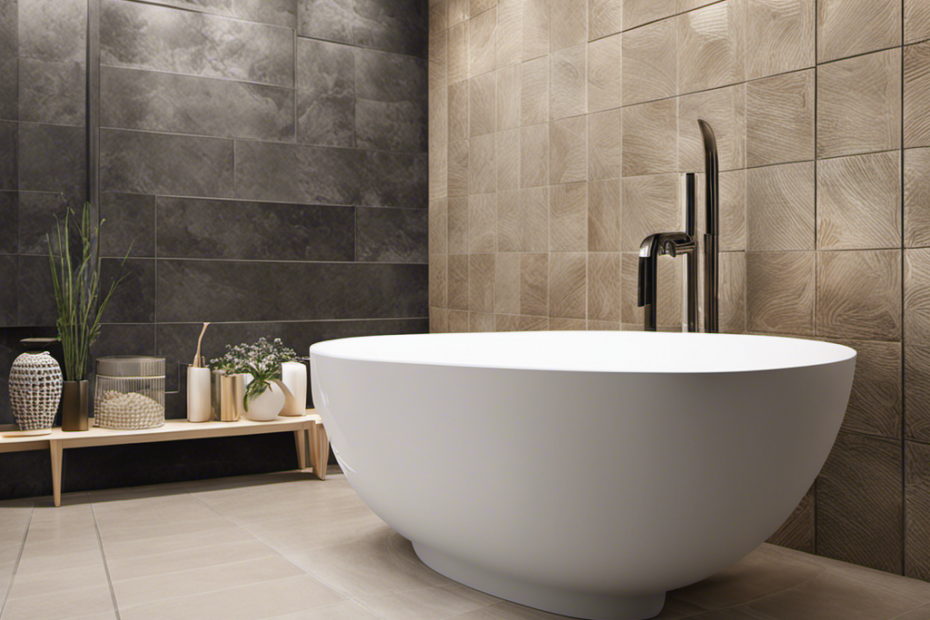 An image showcasing a step-by-step guide on tiling around a bathtub