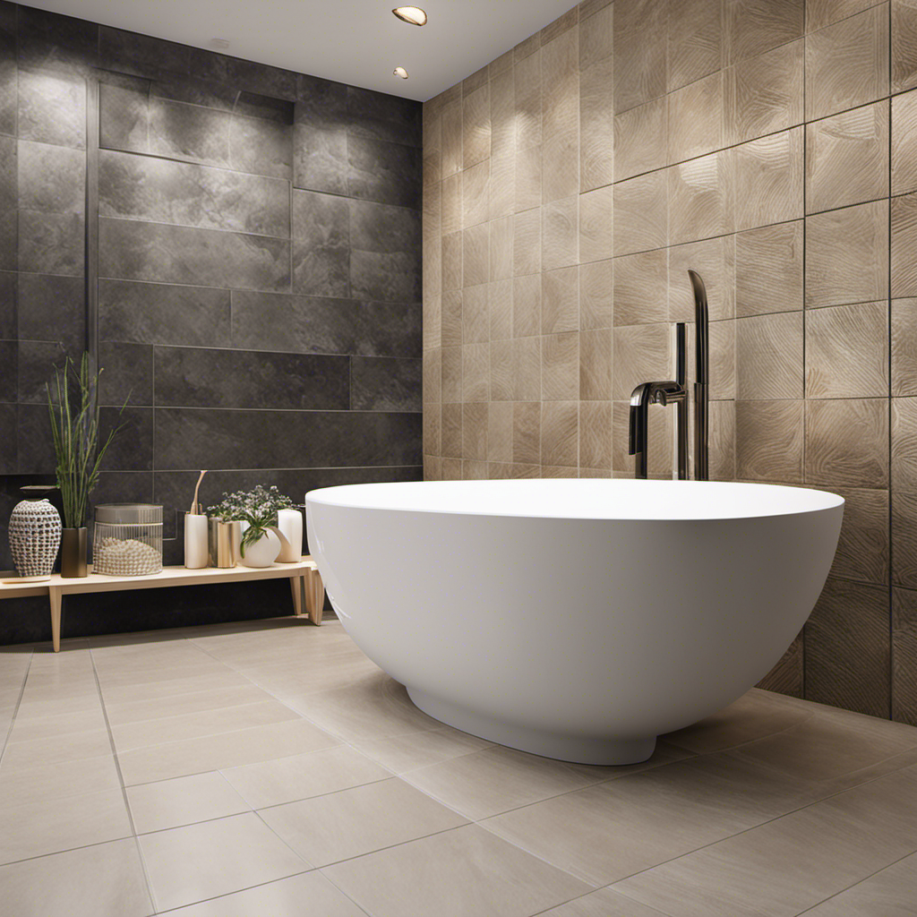 An image showcasing a step-by-step guide on tiling around a bathtub