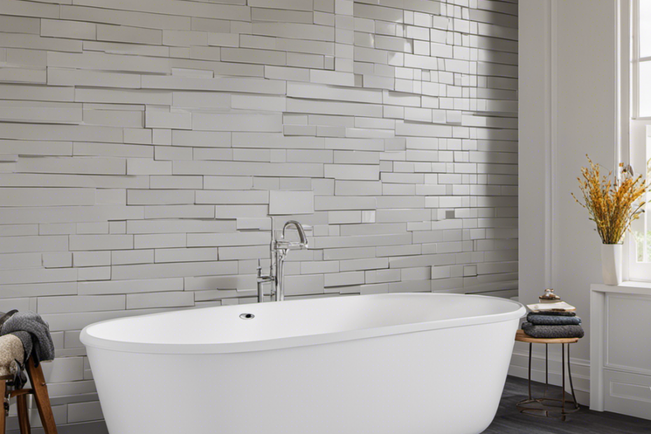An image showcasing a step-by-step guide on tiling a bathtub surround