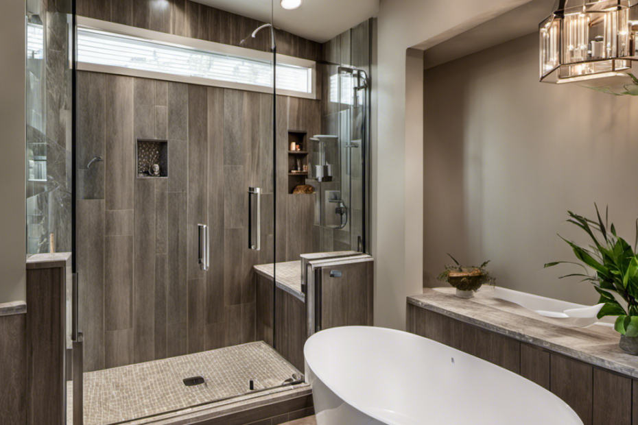 An image showcasing a seamless transformation from a traditional bathtub to a spacious walk-in shower