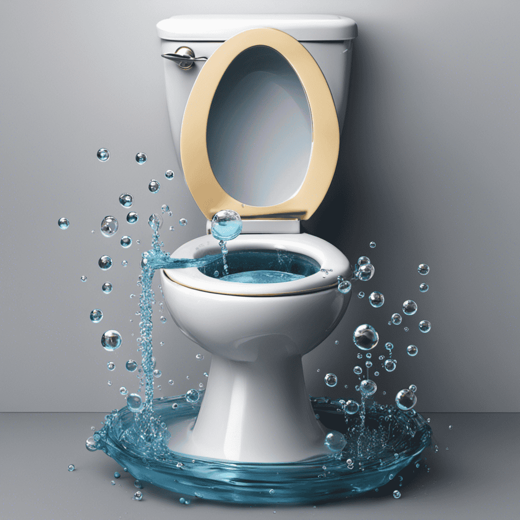 An image showcasing an animated sequence of pouring baking soda into a clogged toilet, followed by fizzing bubbles and the subsequent unclogged water freely flowing down the drain