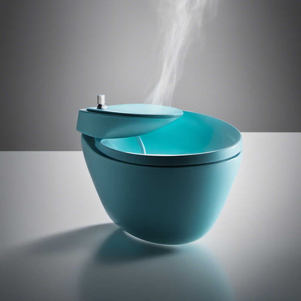 An image showcasing a close-up view of a toilet bowl with a plunger submerged in steaming hot water