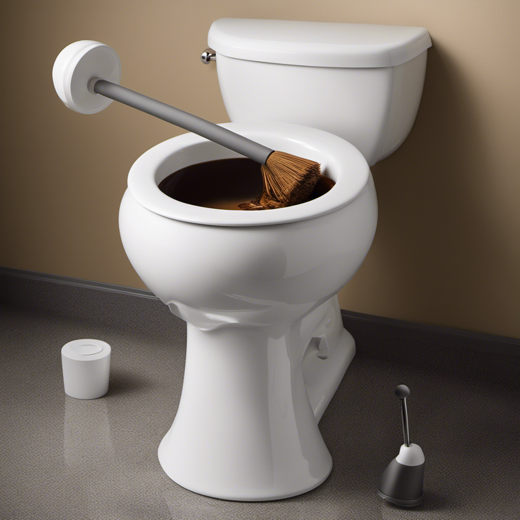An image capturing the step-by-step process of unclogging a toilet with poop: a plunger positioned over the bowl, hands gripping the handle, water swirling, and relief as the clog releases, leaving a clean bowl