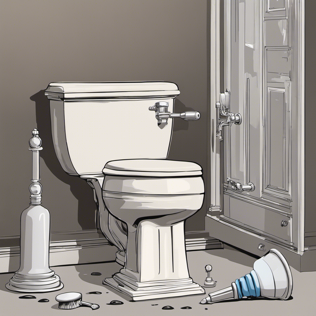 An image showcasing a step-by-step visual guide on unclogging a toilet with poop: displaying a plunger being used, water overflowing, a gloved hand removing waste, and a clean, unclogged toilet