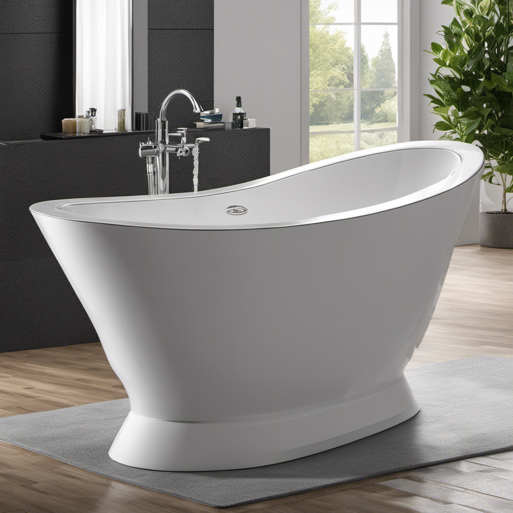 An image showcasing a pristine bathtub with a clogged drain