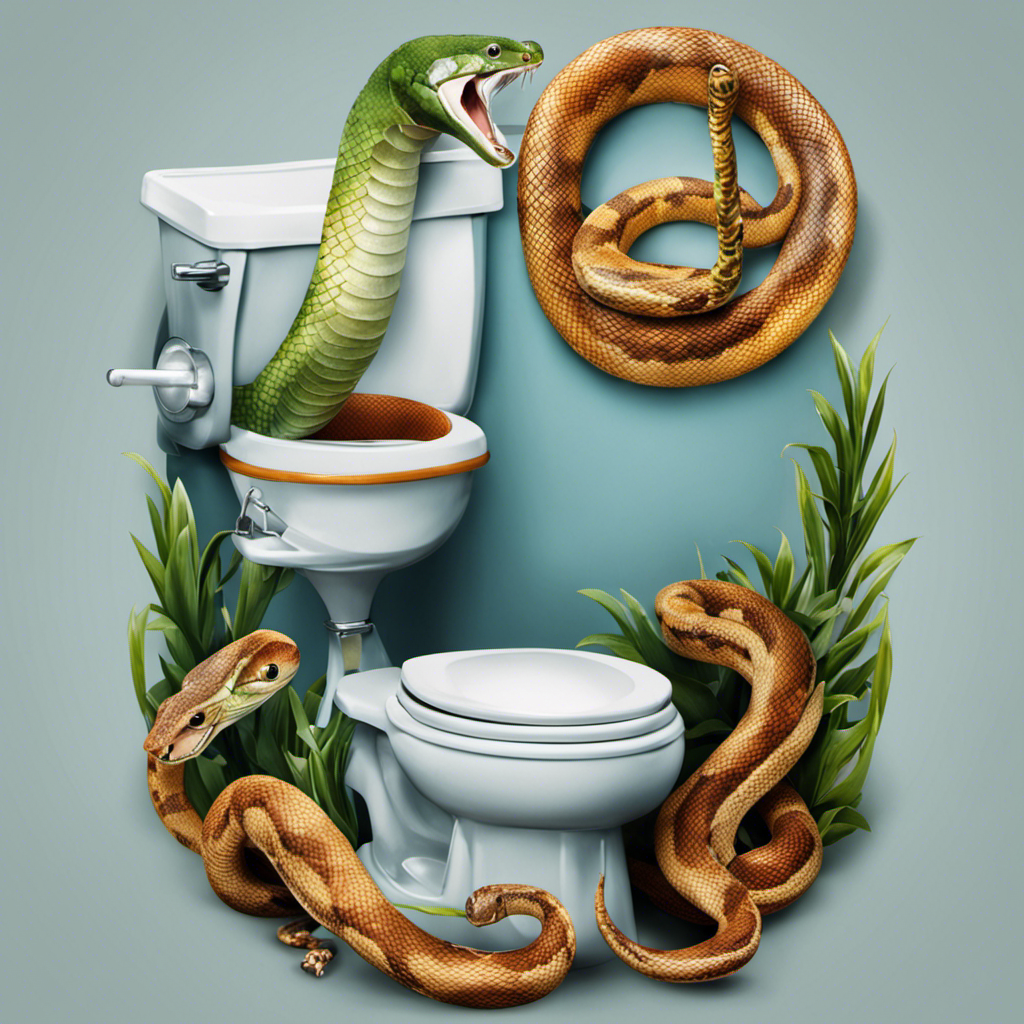 An image showcasing a step-by-step guide on unclogging a toilet using a snake
